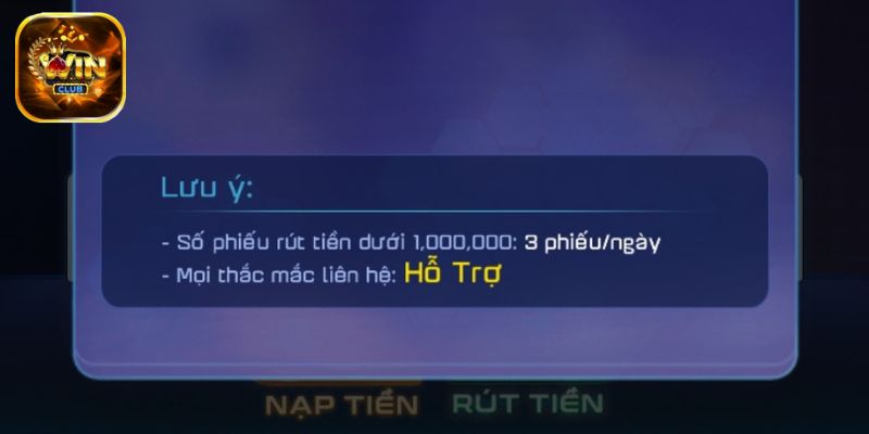 Bốn quy định trong quá trình rút tiền tại Winclub
